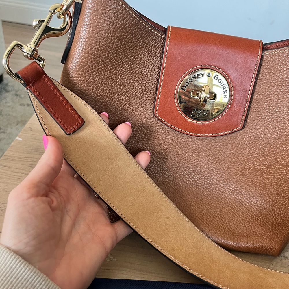 Dooney & Bourke Brown Leather Shoulder Bag - Picture 3 of 12